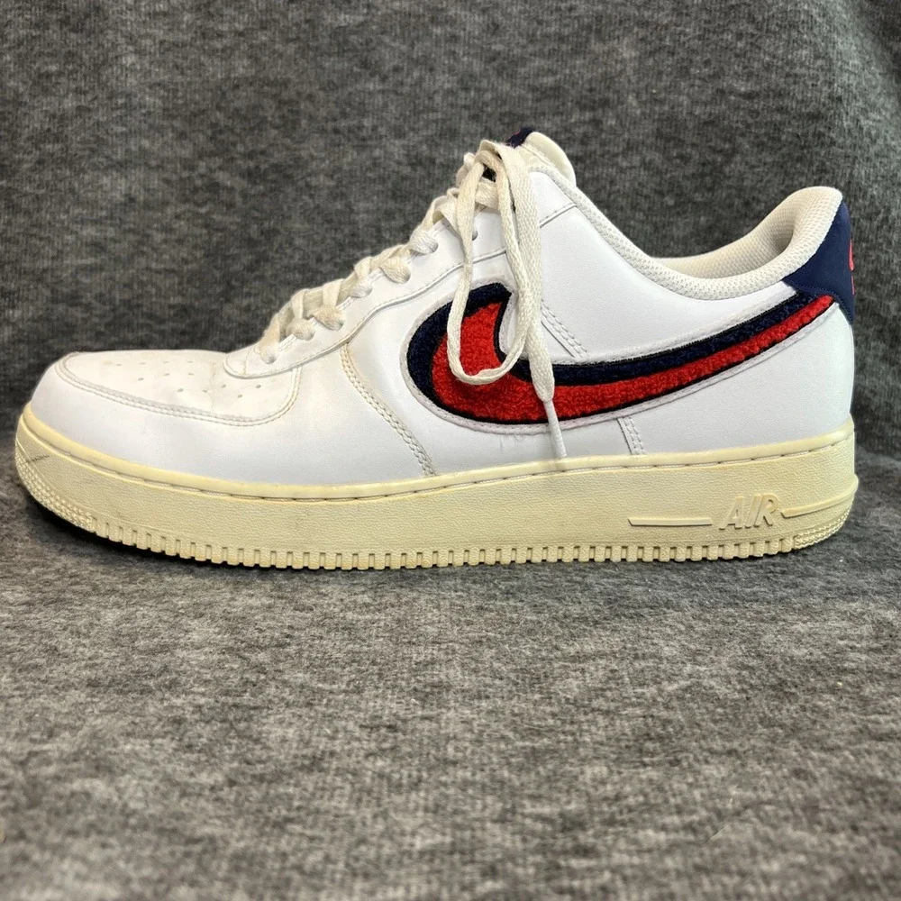 Air Force‎ One Low 3D Chenille Swoosh White Red Blue Mens Size 13